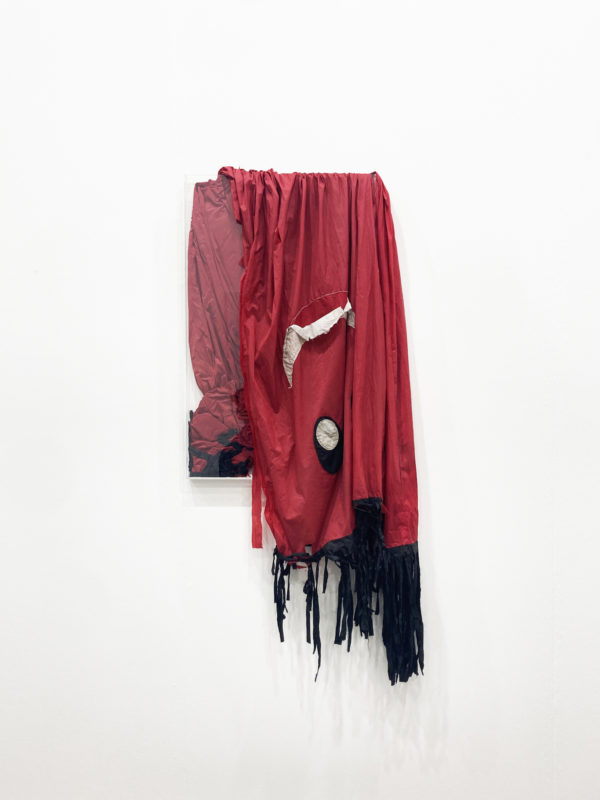 Davide Sgambaro, Off the Hook!, 2023, red skydancer, plexiglass, 80 x 50 x 5 cm, Ed. 1 1AP