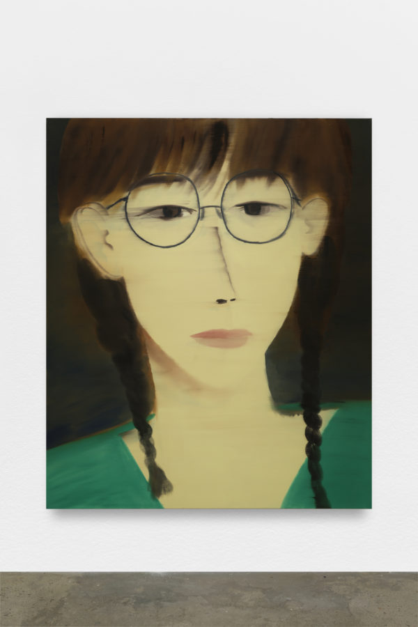 Yu Nishimura, girl with glasses, 2022, oil on canvas, 194 x 130.3 cm, Courtesy of the artist and Crèvecœur, Paris. ©Aurélien Mole