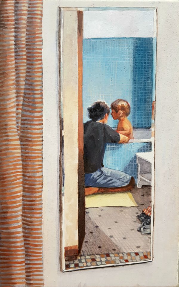 Louise Janet, Bathroom face B, 2021, huile sur toile, 24 x 10 cm, Courtesy H Gallery, Paris 