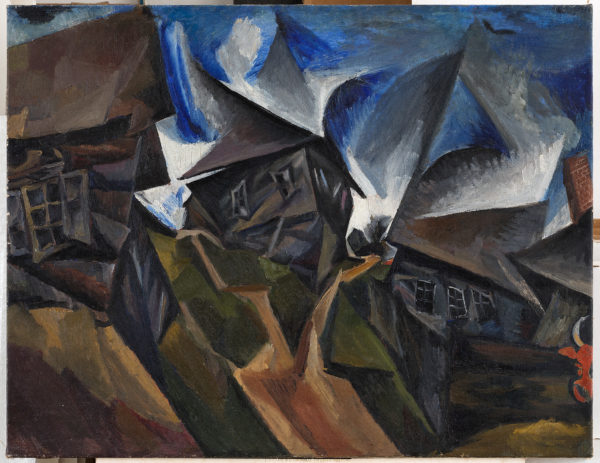 Issachar Ber Ryback
Village cubiste avec vache rouge, 1917, 
Huile sur carton, 55 x 72 cm 
Courtesy of MoBY: Museums of Bat Yam, The Ryback Collection