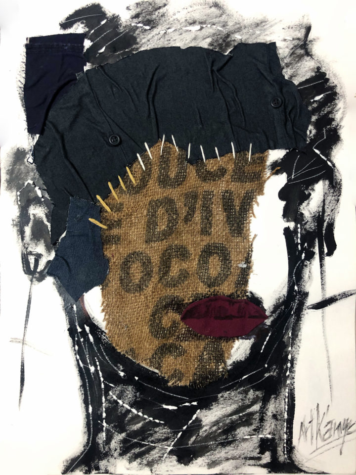 Ange Arthur Koua - #Blah wawô 4 - 2023 - technique mixte sur papier - 54 x 39 cm © Ange Arthur Koua - Galerie Olivier Waltman