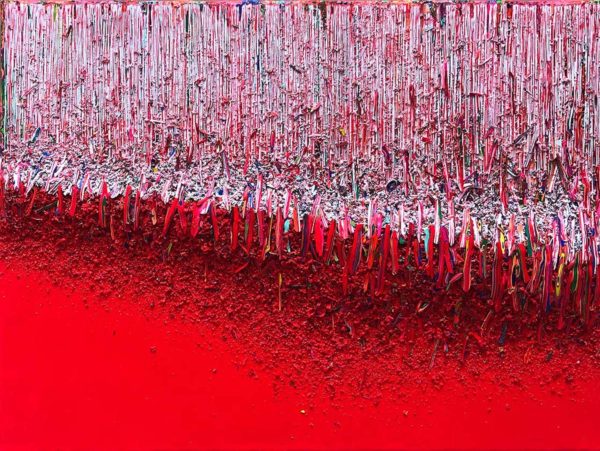 Hur Kyung-Ae, Sans titre (rouge),2023, Acrylique sur toile, 60 x 80 cm