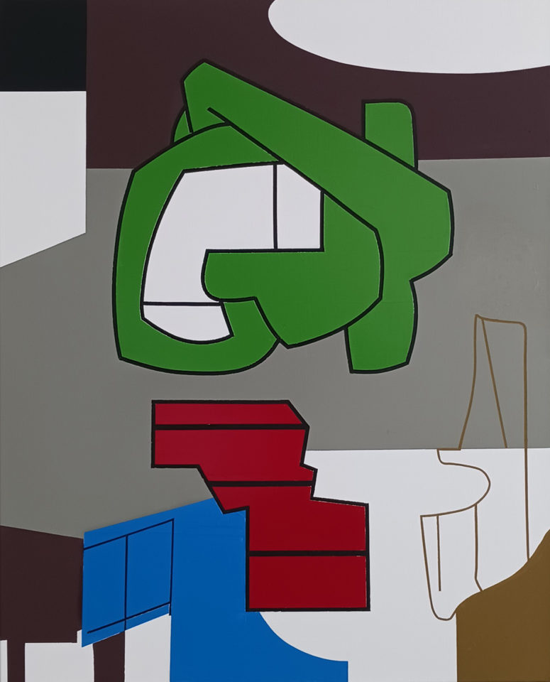 Olivier Gourvil, «L’atelier», 2023, huile et acrylique sur toile, 102 x 82 cm