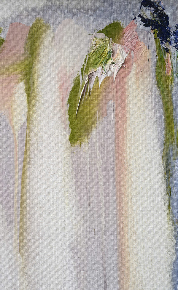 DEBRE Olivier, Ocre rose rayé du printemps, 1990, huile sur toile, 100 x 100cm détail