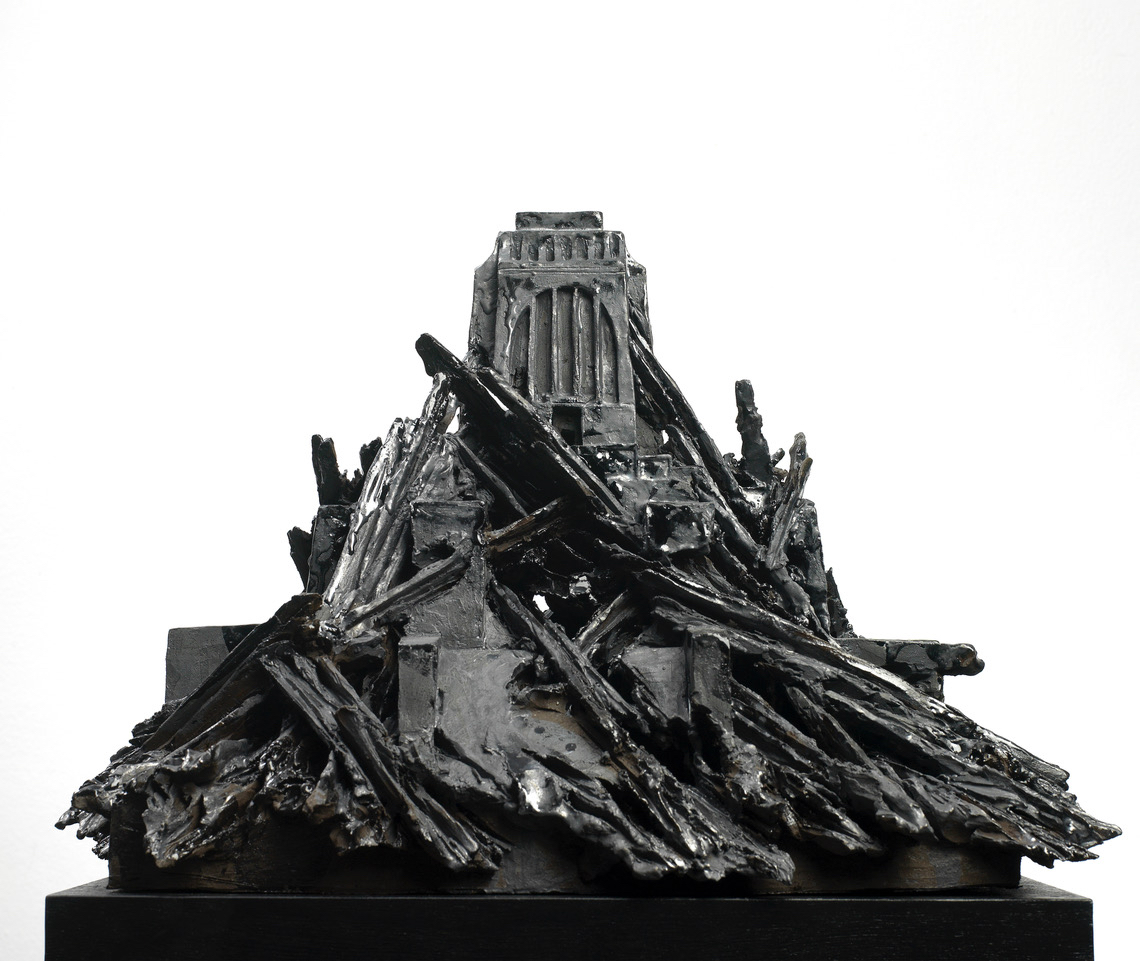 

Anne Wenzel, Requiem of Heroism (monument II), 2010, Ceramic and wood, 45 x 63 x 58 cm, Courtesy of the artist and and Galerie Suzanne Tarasieve, Paris 