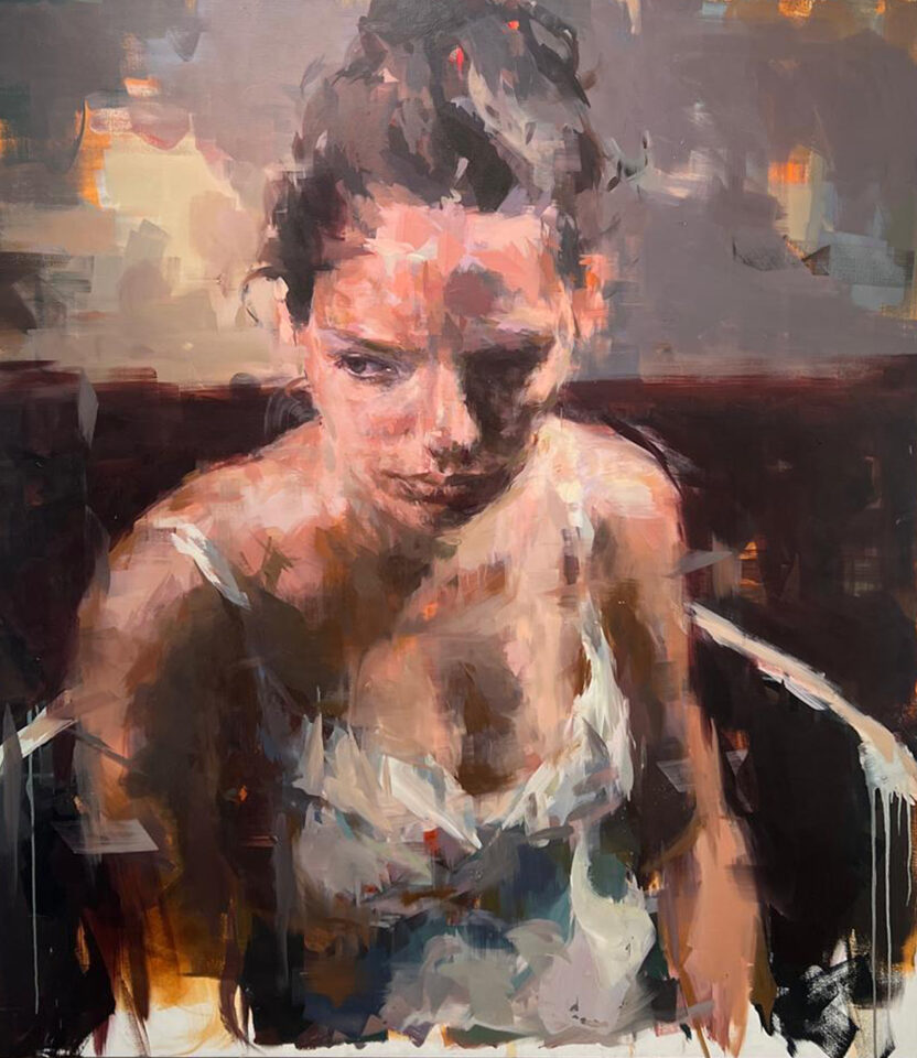 Jérôme Lagarrigue, Anne-Claire, Huile sur toile, Oil on canvas, 213 x 182 cm, 84 x 72 in, 2011 | copyright : galerie Olivier Waltman