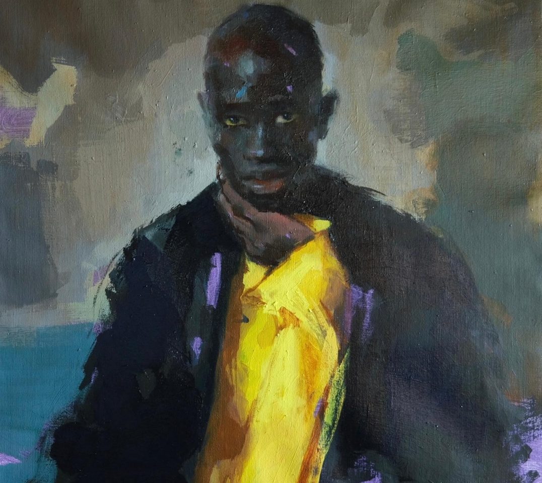 Jérôme Lagarrigue, Here I am, Huile sur toile, 65 x 65 cm, Courtesy Galerie Olivier Waltman.