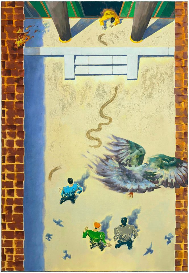 Valentin Rilliet, Untitled, 2025, oil and sand on linen, 130 x 90 cm (51 ⅛ x 35 ⅜ in.). Courtesy de l’artiste et de la Galerie Peter Kilchmann Zurich/Paris