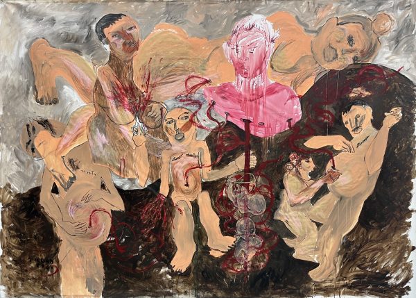 Tirdad Hashemi, The collapse of years of hiding,(Transbodies), 2025, Acrylique sur toile, Acrylic on canvas, 189 x 255 cm, 74 3/8 x 100 3/8 inches,(THa008)