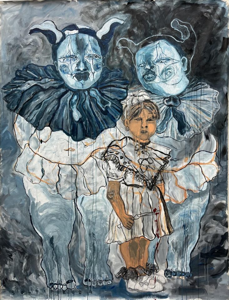 Soufia Erfanian, Unhealed Cut (Lies That Bled Blue), Acrylique sur toile, Acrylic on canvas, 230 x 180 cm, 90 1/2 x 70 7/8 inches , (SE002)