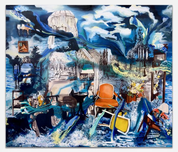 Rosson Crow, The Swell, 2025, Acrylique, transfert photographique et huile sur toile
182,9 x 213,4 cm
Crédits photo: © Rosson Crow