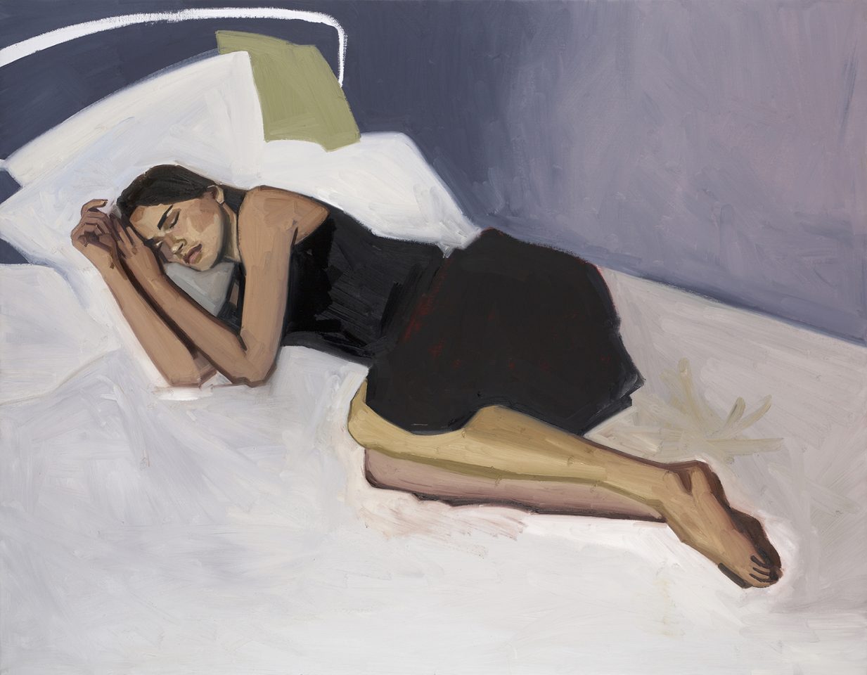 Sophia Fassi, La sieste I, 2024, huile sur toile, 114 x 146 cm, ©Galerie Berthet-Aittouares