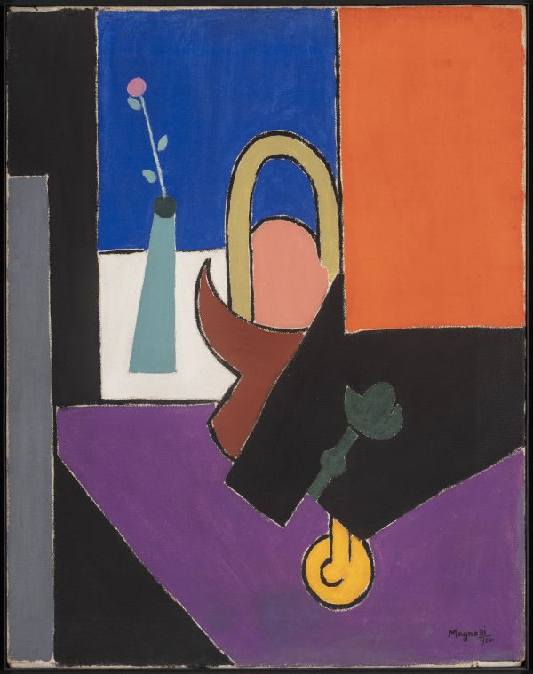 Alberto Magnelli, Nature morte à la fleur, 1914, Huile sur toile, 70 x 55 cm, Signée et datée « Magnelli 914 ». CourtesyGaleriePatriceTrigano