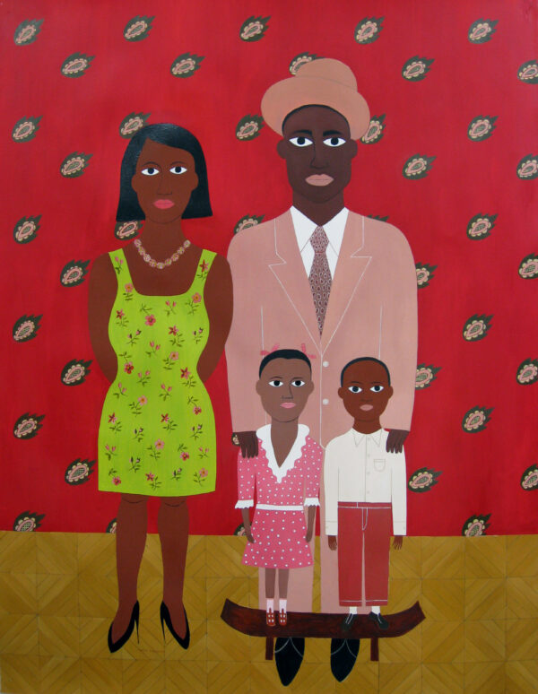 Lucy Fradkin, He was a Plumber, an Electrician, a Carpenter, a Cabinetmaker, a Tiler, a Blacksmith and a Mechanic, 2008, Huile sur papier avec crayon, 170 x 132 cm 