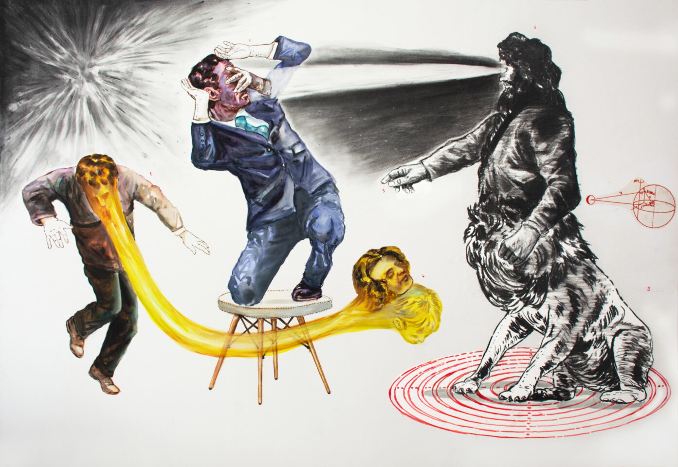 Mohamed Lekleti, Le souffle des origines, 2026
Technique mixte sur papier marouflé sur bois,
120 x 175 cm,
© Mohamed Lekleti / ADAGP, Paris
Courtesy of the artist and Galerie lilia ben salah