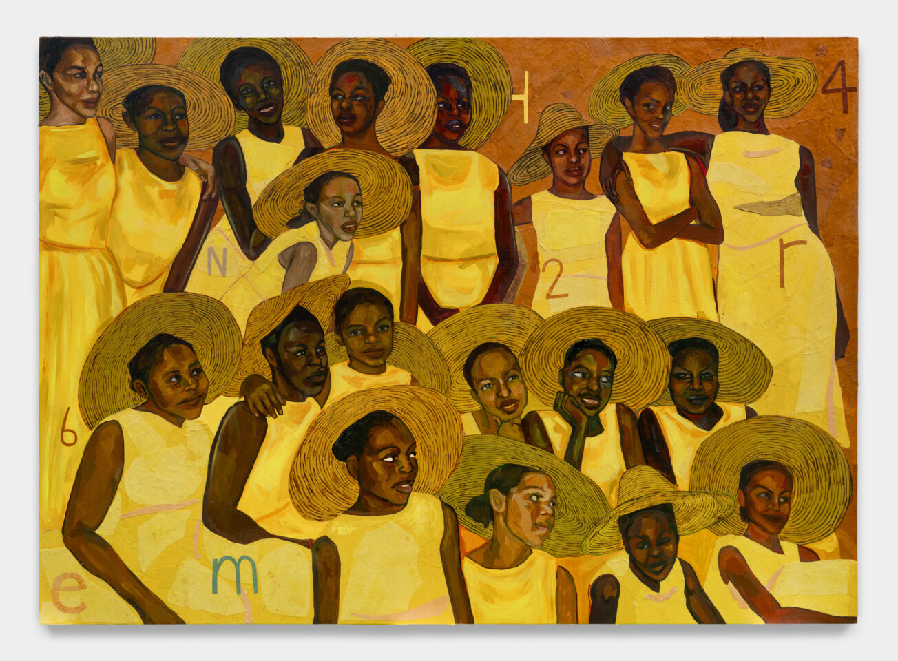 Khalif Tahir Thompson, Sun Room, 2026, Oil, Acrylic, handmade paper, papyrus on canvas, 120 x 150 cm (47 1/4 x 59 in). Courtesy Zidoun-Bossuyt Gallery and the artist. 