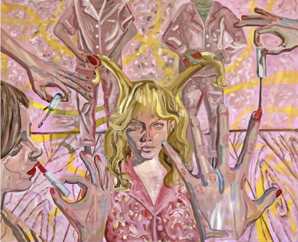 Slumber Party, Amber Boardman, 2026, huile sur toile  (oil on canvas), 97.8 x 121.9 cm (38 1/2 x 48 in)